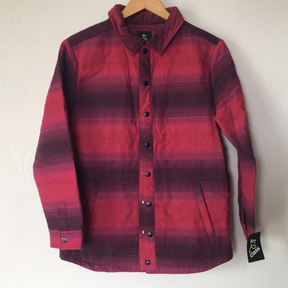 Boys shacket quilted snap up shirt jacket with pockets NEW